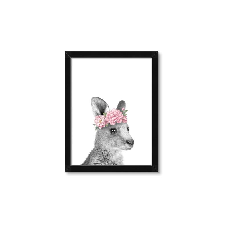 Picture of Kangaroo with floral _GroupedProduct_Rectangle_Portrait_Mini_ _GroupedProduct_Rectangle_Portrait_Framed_Matted_