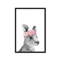 Picture of Kangaroo with floral _GroupedProduct_Rectangle_Portrait_Mini_ _GroupedProduct_Rectangle_Portrait_Framed_Matted_