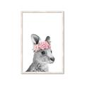 Picture of Kangaroo with floral _GroupedProduct_Rectangle_Portrait_Mini_ _GroupedProduct_Rectangle_Portrait_Framed_Matted_