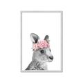 Picture of Kangaroo with floral _GroupedProduct_Rectangle_Portrait_Mini_ _GroupedProduct_Rectangle_Portrait_Framed_Matted_