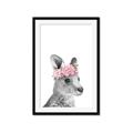 Picture of Kangaroo with floral _GroupedProduct_Rectangle_Portrait_Mini_ _GroupedProduct_Rectangle_Portrait_Framed_Matted_