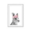 Picture of Kangaroo with floral _GroupedProduct_Rectangle_Portrait_Mini_ _GroupedProduct_Rectangle_Portrait_Framed_Matted_