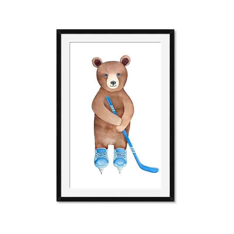 Picture of Hockey Bear _GroupedProduct_Rectangle_Portrait_Mini_ _GroupedProduct_Rectangle_Portrait_Framed_Matted_