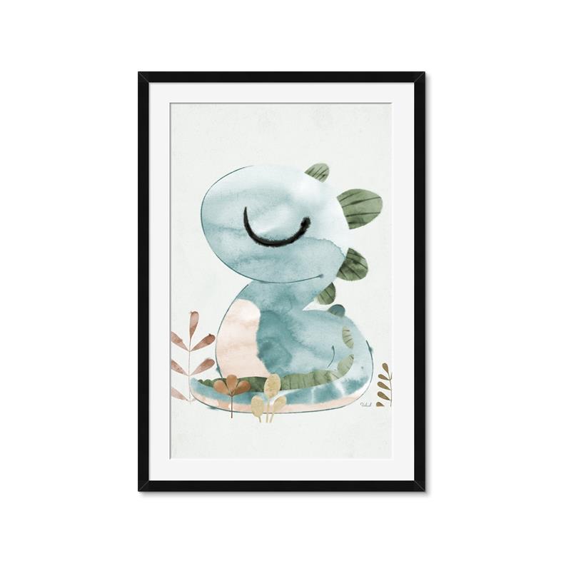 Picture of Sleepy Dino _GroupedProduct_Rectangle_Portrait_Mini_ _GroupedProduct_Rectangle_Portrait_Framed_Matted_