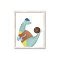 Picture of Dino Playing Basketball _GroupedProduct_Rectangle_Portrait_Mini_ _GroupedProduct_Rectangle_Portrait_Framed_Matted_