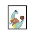 Picture of Dino Playing Basketball _GroupedProduct_Rectangle_Portrait_Mini_ _GroupedProduct_Rectangle_Portrait_Framed_Matted_