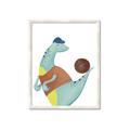 Picture of Dino Playing Basketball _GroupedProduct_Rectangle_Portrait_Mini_ _GroupedProduct_Rectangle_Portrait_Framed_Matted_