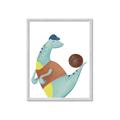 Picture of Dino Playing Basketball _GroupedProduct_Rectangle_Portrait_Mini_ _GroupedProduct_Rectangle_Portrait_Framed_Matted_