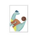 Picture of Dino Playing Basketball _GroupedProduct_Rectangle_Portrait_Mini_ _GroupedProduct_Rectangle_Portrait_Framed_Matted_