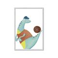 Picture of Dino Playing Basketball _GroupedProduct_Rectangle_Portrait_Mini_ _GroupedProduct_Rectangle_Portrait_Framed_Matted_