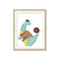 Picture of Dino Playing Basketball _GroupedProduct_Rectangle_Portrait_Mini_ _GroupedProduct_Rectangle_Portrait_Framed_Matted_
