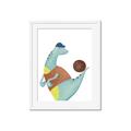Picture of Dino Playing Basketball _GroupedProduct_Rectangle_Portrait_Mini_ _GroupedProduct_Rectangle_Portrait_Framed_Matted_