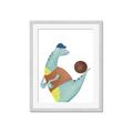 Picture of Dino Playing Basketball _GroupedProduct_Rectangle_Portrait_Mini_ _GroupedProduct_Rectangle_Portrait_Framed_Matted_
