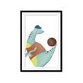 Picture of Dino Playing Basketball _GroupedProduct_Rectangle_Portrait_Mini_ _GroupedProduct_Rectangle_Portrait_Framed_Matted_