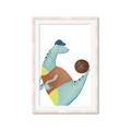 Picture of Dino Playing Basketball _GroupedProduct_Rectangle_Portrait_Mini_ _GroupedProduct_Rectangle_Portrait_Framed_Matted_