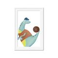 Picture of Dino Playing Basketball _GroupedProduct_Rectangle_Portrait_Mini_ _GroupedProduct_Rectangle_Portrait_Framed_Matted_