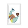 Picture of Dino Playing Basketball _GroupedProduct_Rectangle_Portrait_Mini_ _GroupedProduct_Rectangle_Portrait_Framed_Matted_