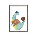 Picture of Dino Playing Basketball _GroupedProduct_Rectangle_Portrait_Mini_ _GroupedProduct_Rectangle_Portrait_Framed_Matted_