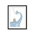 Picture of reading Brachiosaurus _GroupedProduct_Rectangle_Portrait_Mini_ _GroupedProduct_Rectangle_Portrait_Framed_Matted_