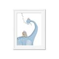 Picture of reading Brachiosaurus _GroupedProduct_Rectangle_Portrait_Mini_ _GroupedProduct_Rectangle_Portrait_Framed_Matted_