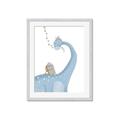 Picture of reading Brachiosaurus _GroupedProduct_Rectangle_Portrait_Mini_ _GroupedProduct_Rectangle_Portrait_Framed_Matted_