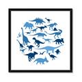 Picture of Dino Party Blue _GroupedProduct_Square_Mini_ _GroupedProduct_Square_Framed_Matted_
