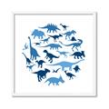 Picture of Dino Party Blue _GroupedProduct_Square_Mini_ _GroupedProduct_Square_Framed_Matted_