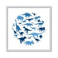Picture of Dino Party Blue _GroupedProduct_Square_Mini_ _GroupedProduct_Square_Framed_Matted_