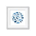 Picture of Dino Party Blue _GroupedProduct_Square_Mini_ _GroupedProduct_Square_Framed_Matted_
