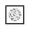 Picture of Dino Party Gray _GroupedProduct_Square_Mini_ _GroupedProduct_Square_Framed_Matted_
