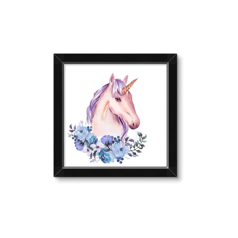 Picture of Pink Floral Unicorn _GroupedProduct_Square_Mini_ _GroupedProduct_Square_Framed_Matted_
