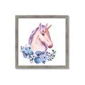 Picture of Pink Floral Unicorn _GroupedProduct_Square_Mini_ _GroupedProduct_Square_Framed_Matted_