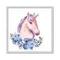 Picture of Pink Floral Unicorn _GroupedProduct_Square_Mini_ _GroupedProduct_Square_Framed_Matted_