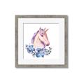 Picture of Pink Floral Unicorn _GroupedProduct_Square_Mini_ _GroupedProduct_Square_Framed_Matted_