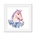 Picture of Pink Floral Unicorn _GroupedProduct_Square_Mini_ _GroupedProduct_Square_Framed_Matted_