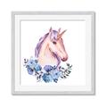 Picture of Pink Floral Unicorn _GroupedProduct_Square_Mini_ _GroupedProduct_Square_Framed_Matted_