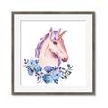 Picture of Pink Floral Unicorn _GroupedProduct_Square_Mini_ _GroupedProduct_Square_Framed_Matted_