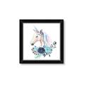 Picture of Blue Floral Unicorn _GroupedProduct_Square_Mini_ _GroupedProduct_Square_Framed_Matted_