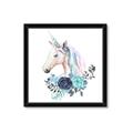 Picture of Blue Floral Unicorn _GroupedProduct_Square_Mini_ _GroupedProduct_Square_Framed_Matted_