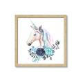 Picture of Blue Floral Unicorn _GroupedProduct_Square_Mini_ _GroupedProduct_Square_Framed_Matted_