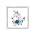 Picture of Blue Floral Unicorn _GroupedProduct_Square_Mini_ _GroupedProduct_Square_Framed_Matted_
