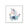 Picture of Blue Floral Unicorn _GroupedProduct_Square_Mini_ _GroupedProduct_Square_Framed_Matted_