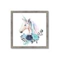 Picture of Blue Floral Unicorn _GroupedProduct_Square_Mini_ _GroupedProduct_Square_Framed_Matted_