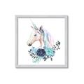 Picture of Blue Floral Unicorn _GroupedProduct_Square_Mini_ _GroupedProduct_Square_Framed_Matted_