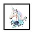 Picture of Blue Floral Unicorn _GroupedProduct_Square_Mini_ _GroupedProduct_Square_Framed_Matted_