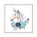 Picture of Blue Floral Unicorn _GroupedProduct_Square_Mini_ _GroupedProduct_Square_Framed_Matted_