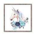 Picture of Blue Floral Unicorn _GroupedProduct_Square_Mini_ _GroupedProduct_Square_Framed_Matted_