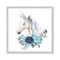 Picture of Blue Floral Unicorn _GroupedProduct_Square_Mini_ _GroupedProduct_Square_Framed_Matted_