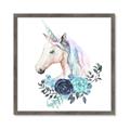 Picture of Blue Floral Unicorn _GroupedProduct_Square_Mini_ _GroupedProduct_Square_Framed_Matted_