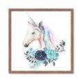 Picture of Blue Floral Unicorn _GroupedProduct_Square_Mini_ _GroupedProduct_Square_Framed_Matted_